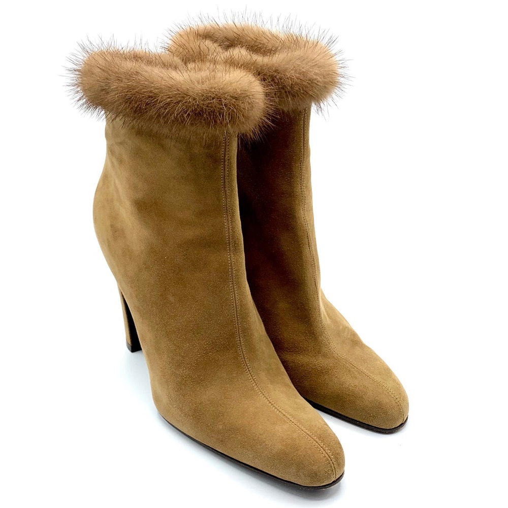 Patrick Cox Suede Booties With Mink Trim - image 2